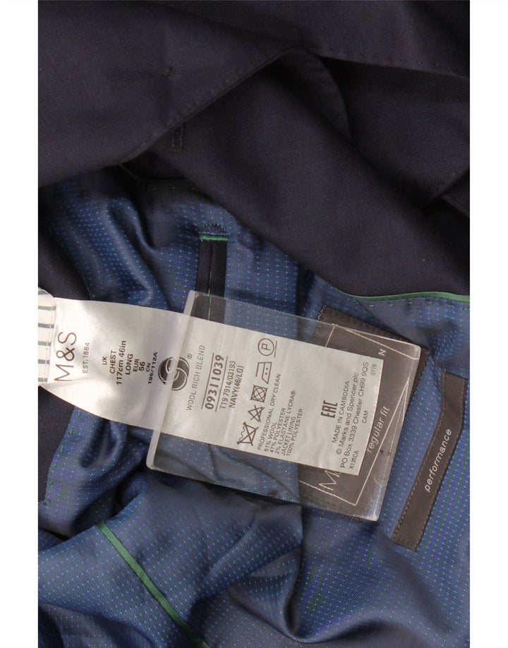 Marks & Spencer Ανδρικό μπλέιζερ με 2 κουμπιά μπουφάν UK 46 3XL Navy Blue Classic