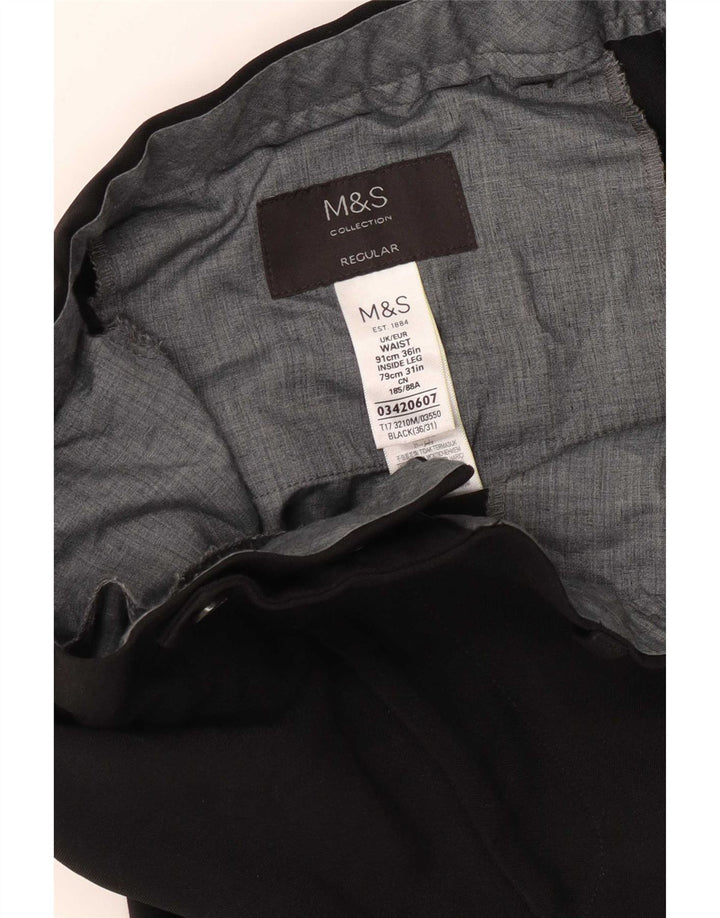 Marks & Spencer Ανδρικό ίσιο κανονικό παντελόνι W36 L31 μαύρο πολυεστέρα