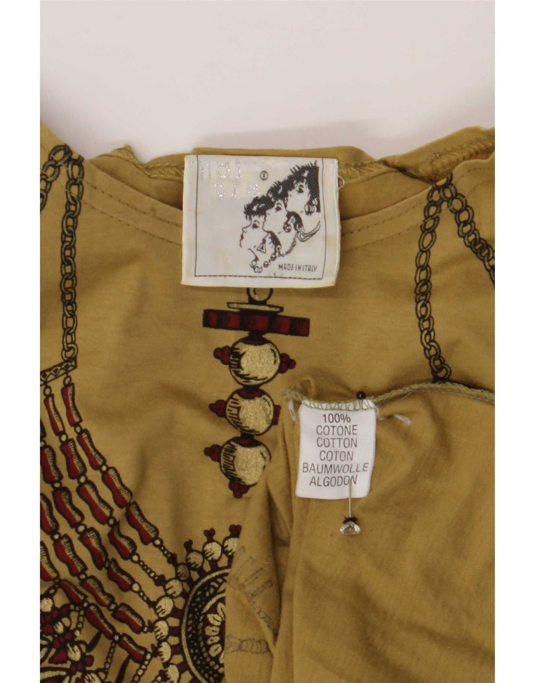 Vintage γυναικείο μπλουζάκι με γραφικό αφηρημένο σχέδιο Top IT 46 μεγάλο καφέ