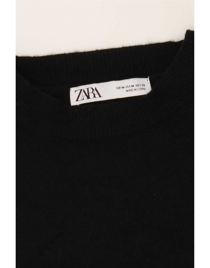 Zara Γυναικείο πουλόβερ με λαιμόκοψη μεγάλου μεγέθους UK 14 Medium μαύρο