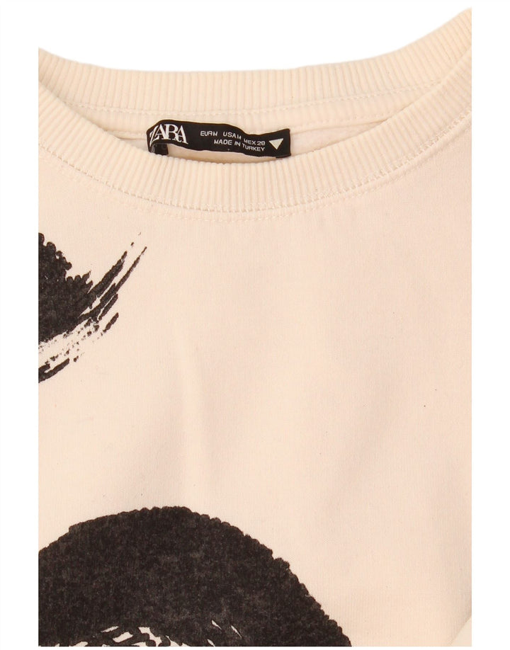Zara Γυναικεία φούτερ Crop Jumper UK 14 Medium White Colourblock