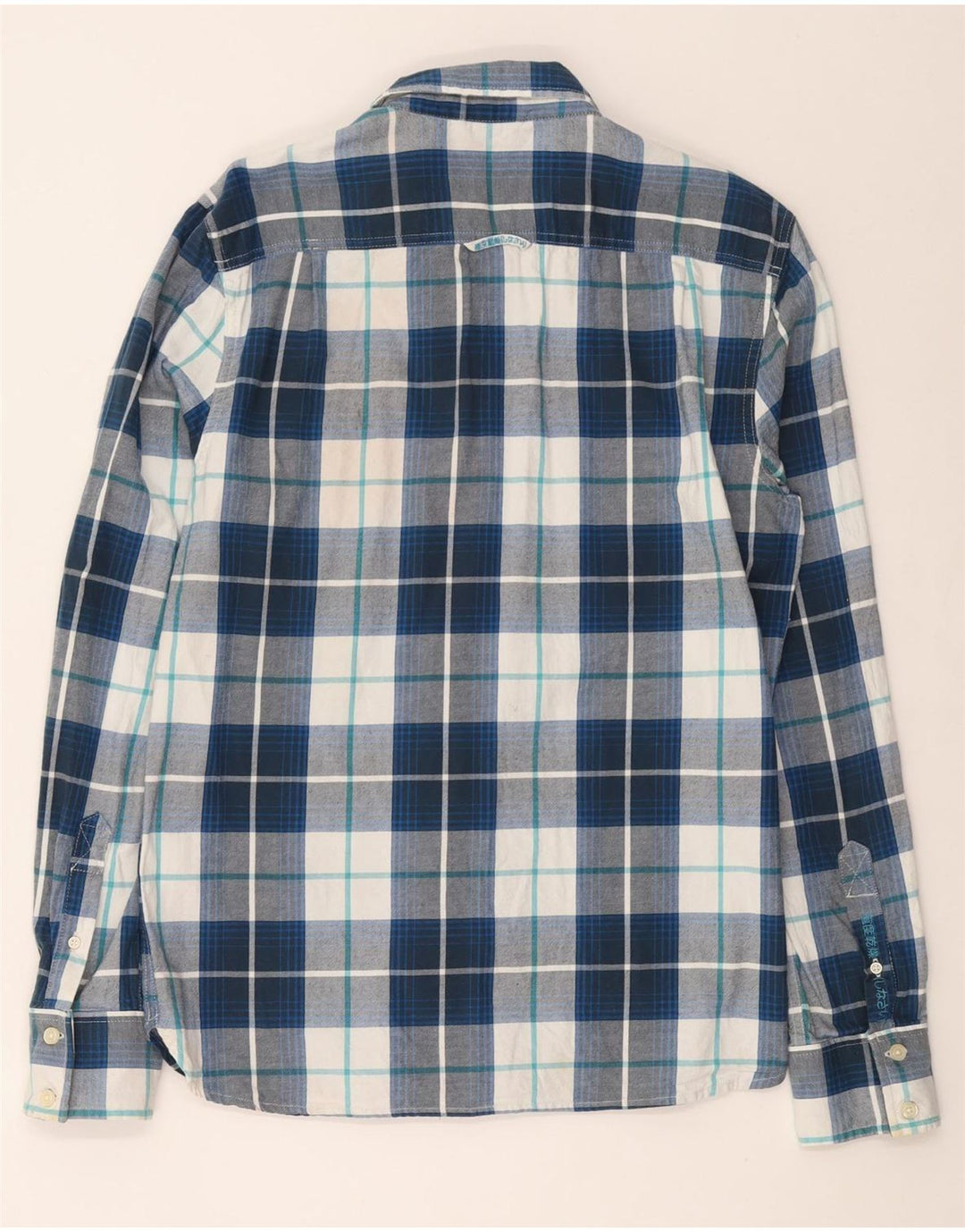 Ανδρικό φανελένιο πουκάμισο SUPERDRY XL Navy Blue Check Cotton