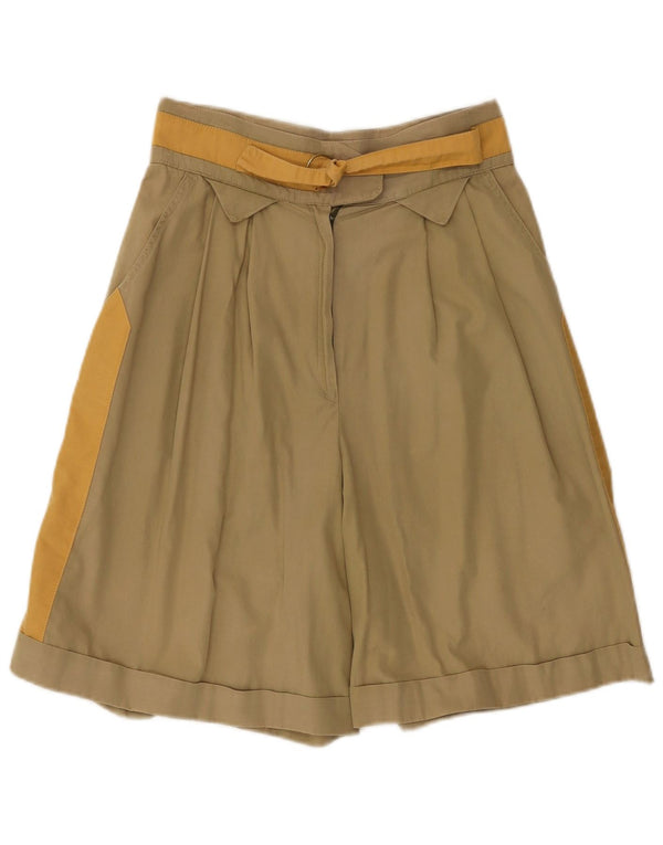 Vintage γυναικείο ψηλόμεσο βερμούδα IT 44 Medium W28 Χακί Colourblock