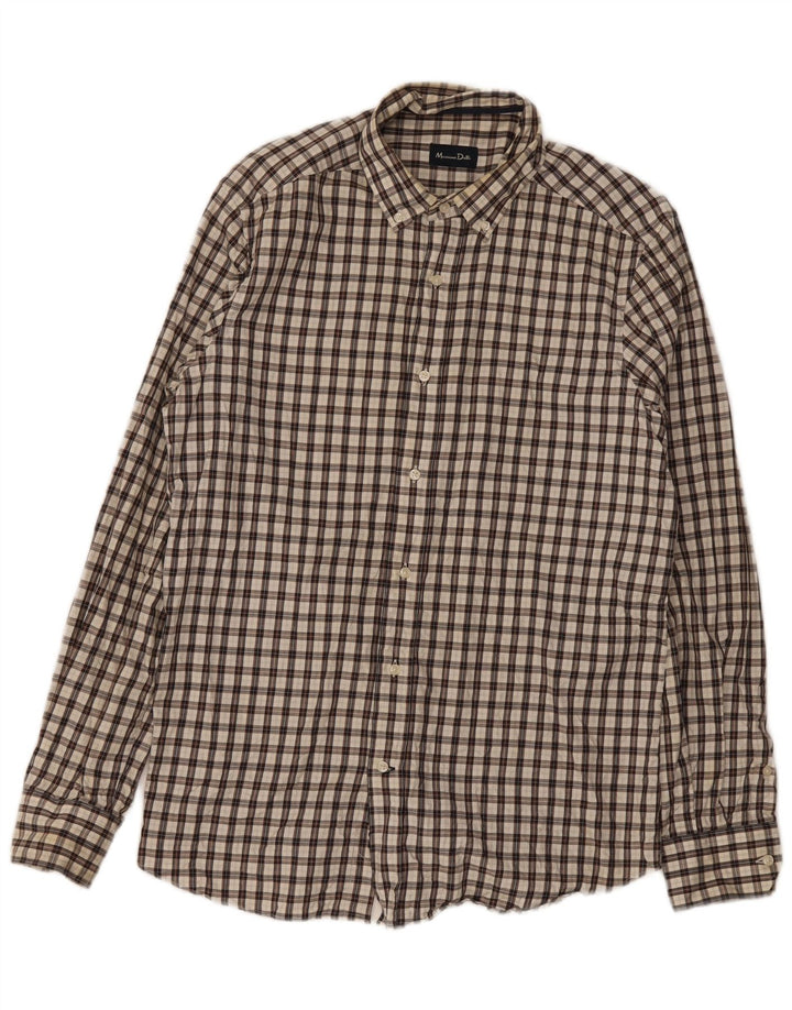 Ανδρικό φανελένιο πουκάμισο Massimo Dutti, καφέ μεγάλο χρώμα