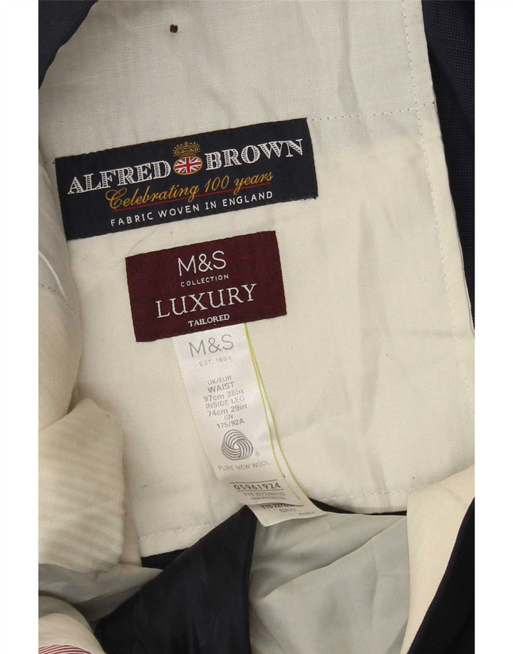 Ανδρικό ίσιο παντελόνι Marks & Spencer W38 L29 Navy Blue Wool