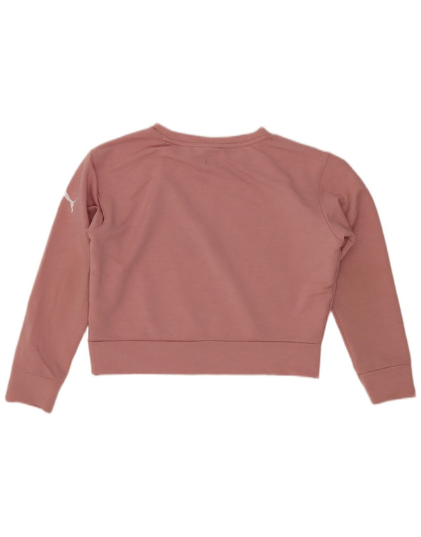Puma Girls Crop Graphic Φούτερ Jumper 9-10 Years Pink Cotton