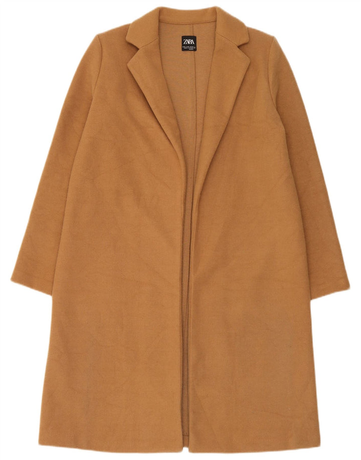 Zara Γυναικείο Ανοιχτό Παλτό UK 14 Medium Beige Polyester