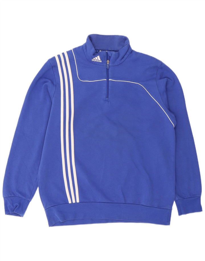Ανδρικό φούτερ Adidas με φερμουάρ, τζάμπα, μεγάλο μπλε βαμβακερό