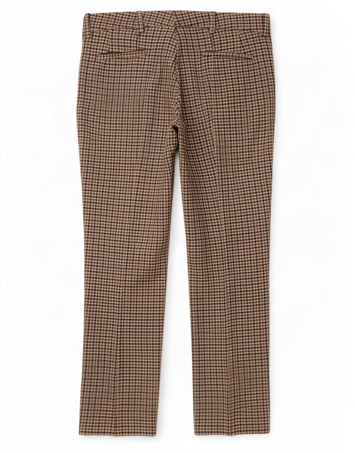 Zara Γυναικείο ίσιο παντελόνι Chino Medium W28 L28 Brown Check Polyester