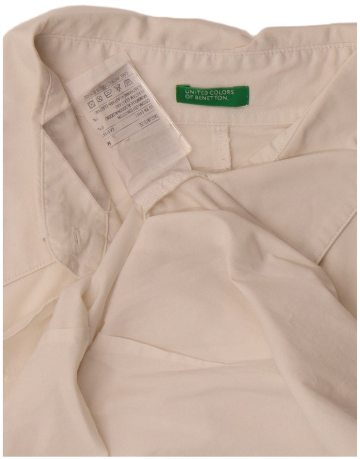 BENETTON Womens Pullover Shirt UK 12 Medium White Cotton