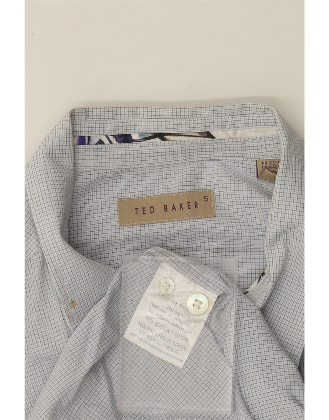 TED BAKER Ανδρικό πουκάμισο νούμερο 5 XL Blue Gingham Cotton