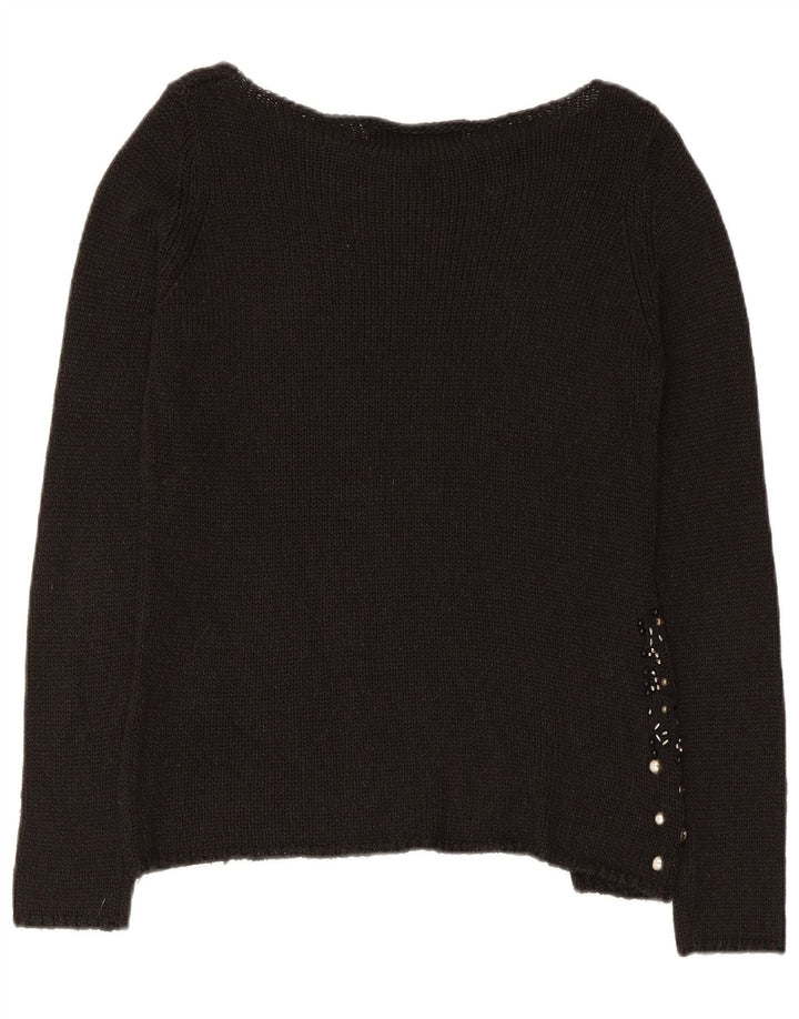 Zara Γυναικείο πουλόβερ με λαιμόκοψη UK 12 Medium Μαύρο