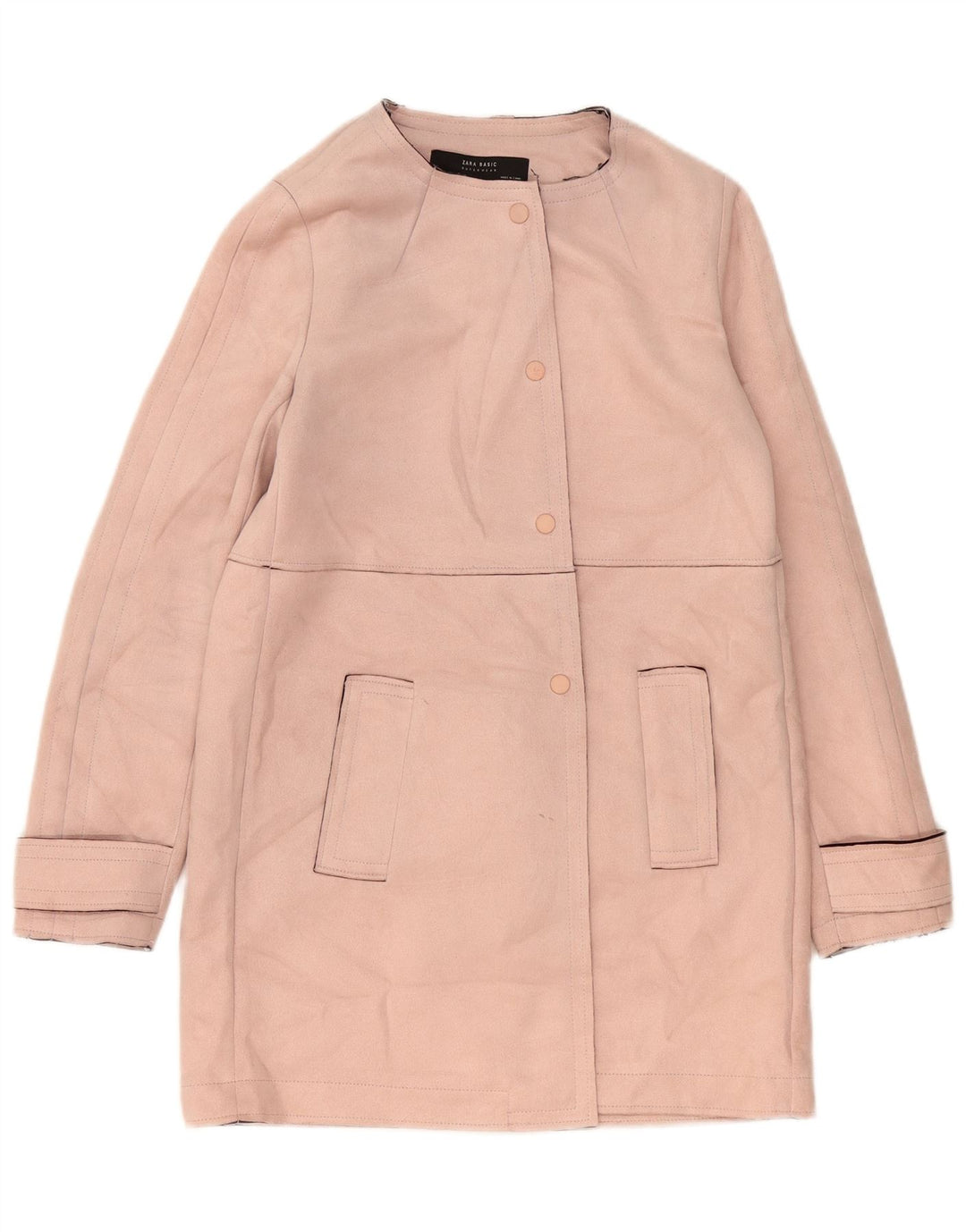 Zara Γυναικείο Πανωφόρι από Faux Suede UK 14 Medium Pink Polyester