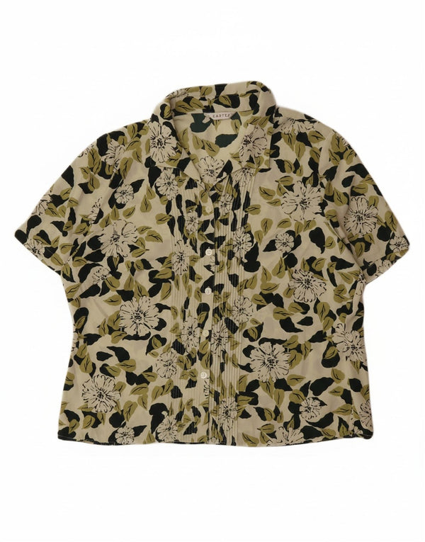 EASTEX Γυναικείο κοντομάνικο πουκάμισο UK 16 Large Green Floral Polyester