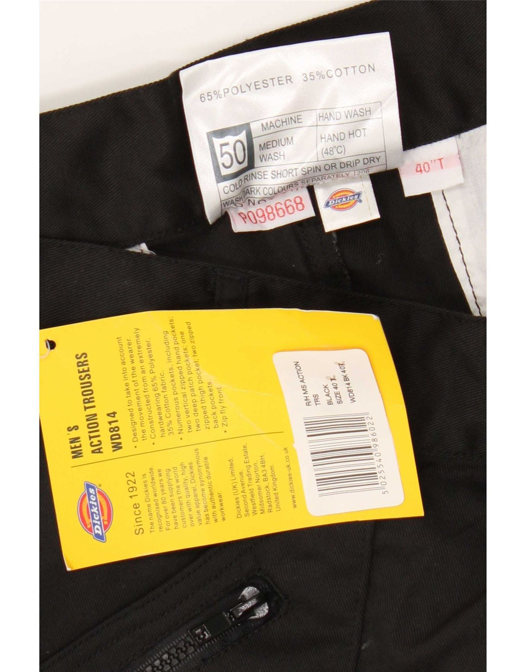 Ανδρικό ίσιο παντελόνι Cargo Dickies W40 L30 Μαύρο πολυεστέρα