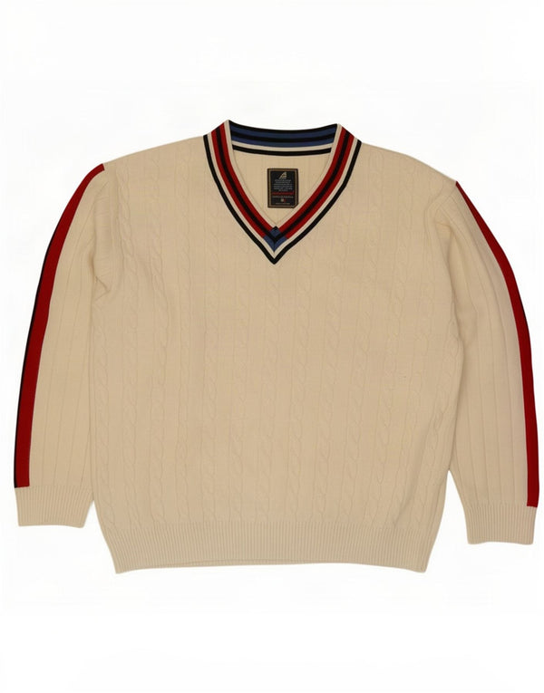 Green Coast γυναικείο πουλόβερ με λαιμόκοψη IT 48 XL Off White Colourblock
