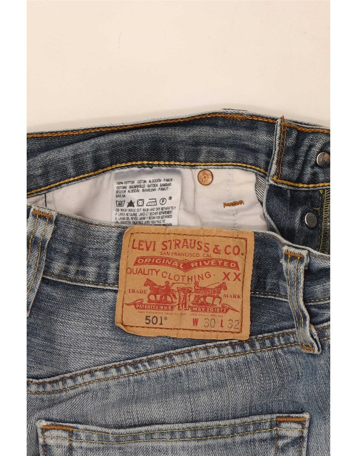 Levi's Mens 501 Distressed Straight Jeans W30 L29 Μπλε βαμβακερό