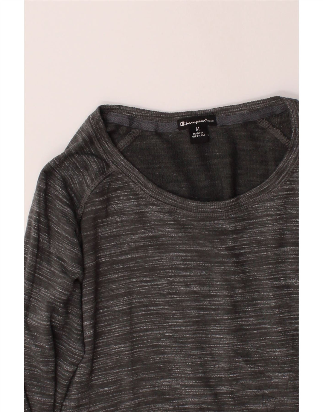 CHAMPION Mens Top Long Sleeve Medium Grey Pinstripe Rayon Vintage Champion and Second-Hand Champion from Messina Hembry 