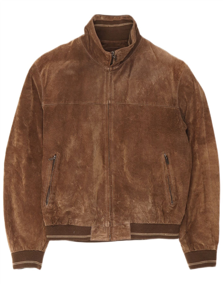 Basic Ανδρικό Suede Bomber Jacket IT 52 XL Καφέ Δερμάτινο