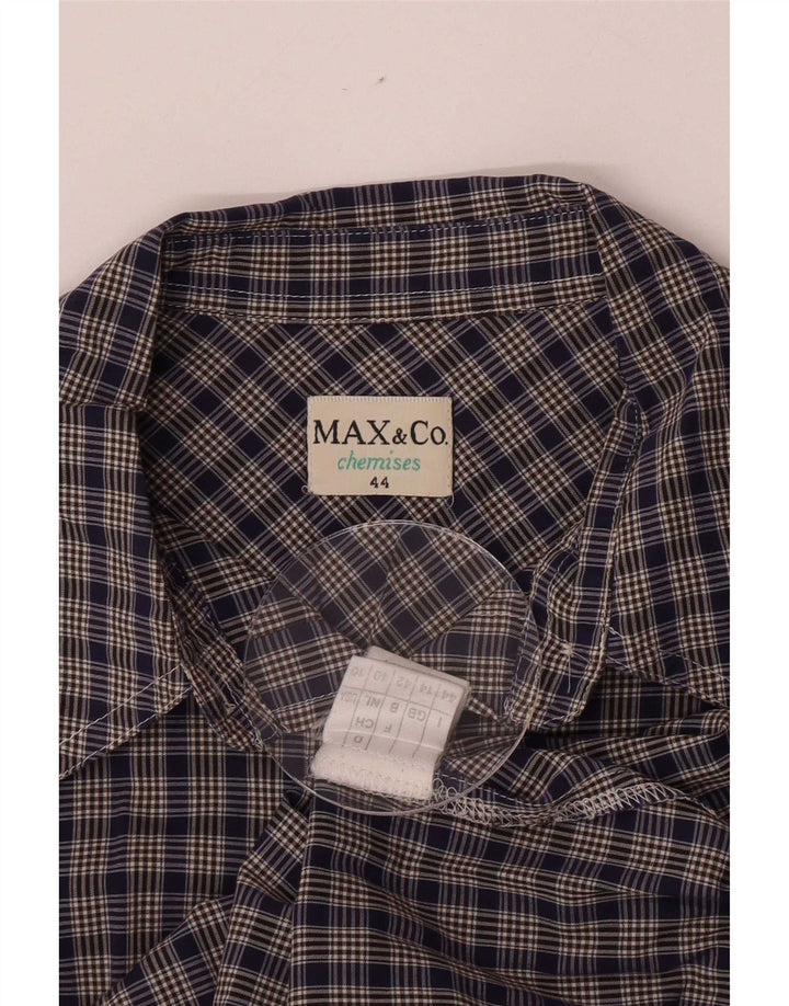 Max & Co. Γυναικείο πουκάμισο UK 14 Medium Navy Blue Check Cotton