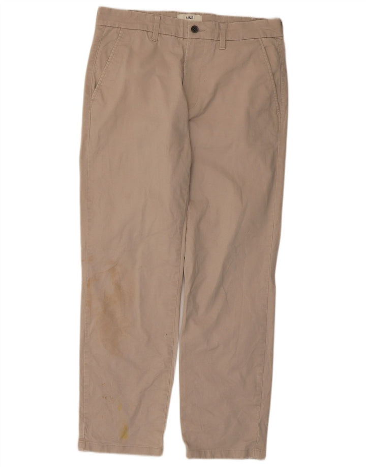 Marks & Spencer Ανδρικό παντελόνι Chino με κανονική εφαρμογή W32 L29 Μπεζ βαμβακερό