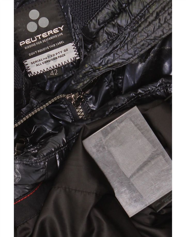 PEUTEREY Womens Padded Jacket IT 42 Medium Navy Blue Polyurethane