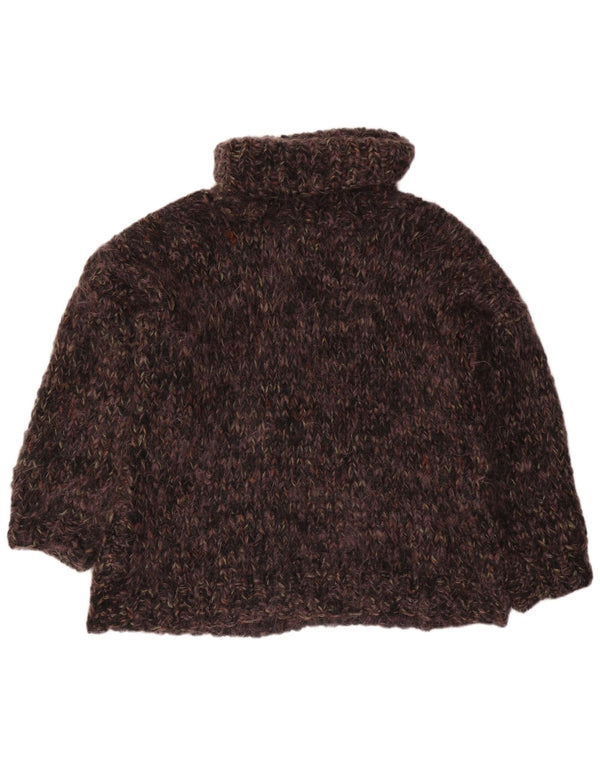 VINTAGE Γυναικείο πουλόβερ με ρολό λαιμόκοψη UK 22 3XL σε καφέ φλύκταινα