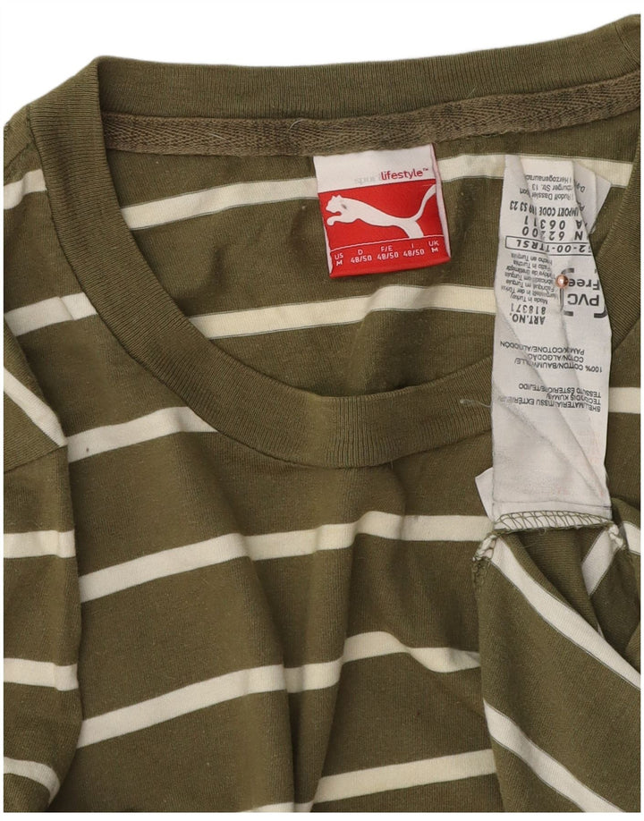 Ανδρικό T-Shirt Puma Top Βαμβακερό μεσαίο χακί ριγέ