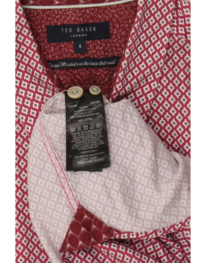 TED BAKER Mens London Shirt Size 4 Large Red Geometric Cotton Vintage Ted Baker and Second-Hand Ted Baker from Messina Hembry 