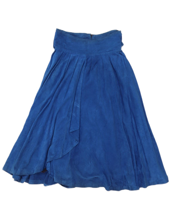 Vintage Γυναικεία Suede Φούστα IT 40 Small W26 Blue Leather