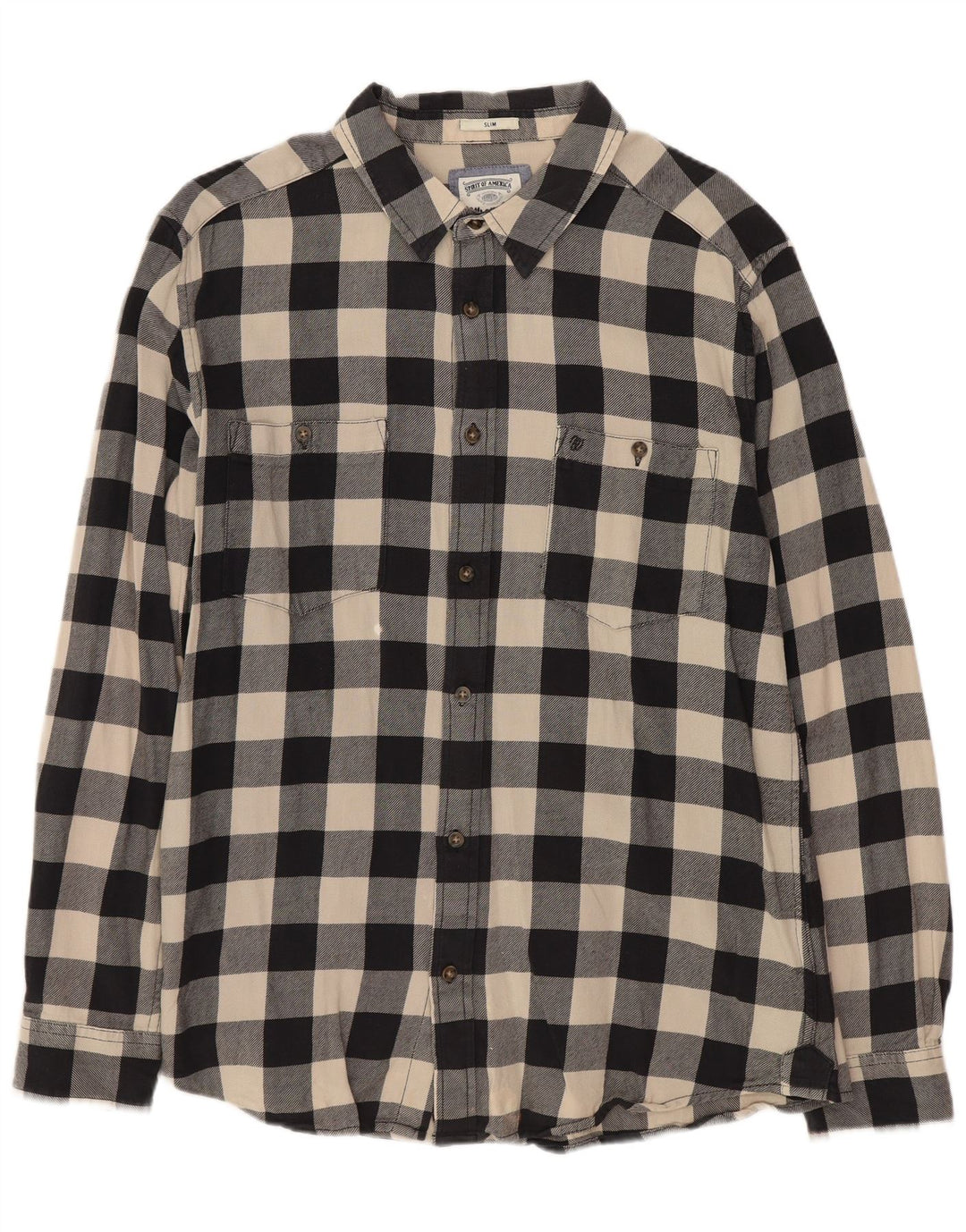 Ανδρικό Slim Flannel πουκάμισο WRANGLER XL Μαύρο βαμβακερό Gingham