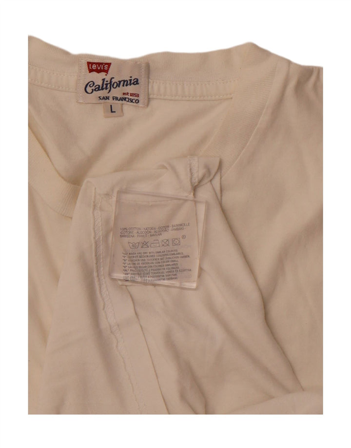 Γυναικείο T-Shirt Levi's Top UK 16 μεγάλο λευκό βαμβακερό