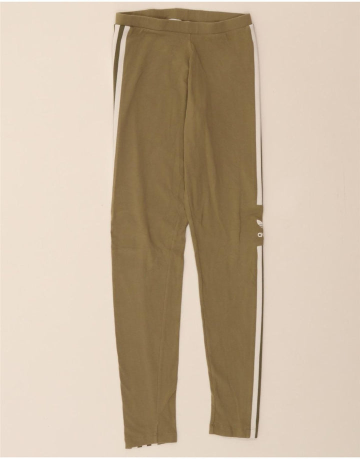 ADIDAS Womens Leggings UK 8 Small Khaki Cotton Vintage Adidas and Second-Hand Adidas from Messina Hembry 