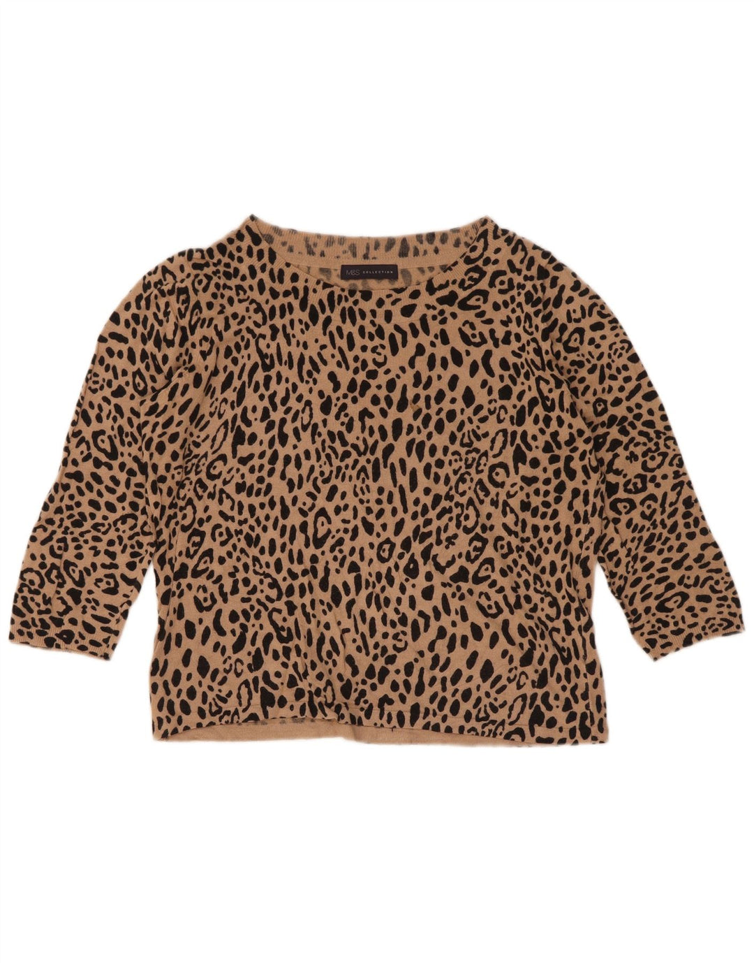 Marks & Spencer Γυναικείο πουλόβερ Crop Crew Neck Jumper UK 12 Medium Brown
