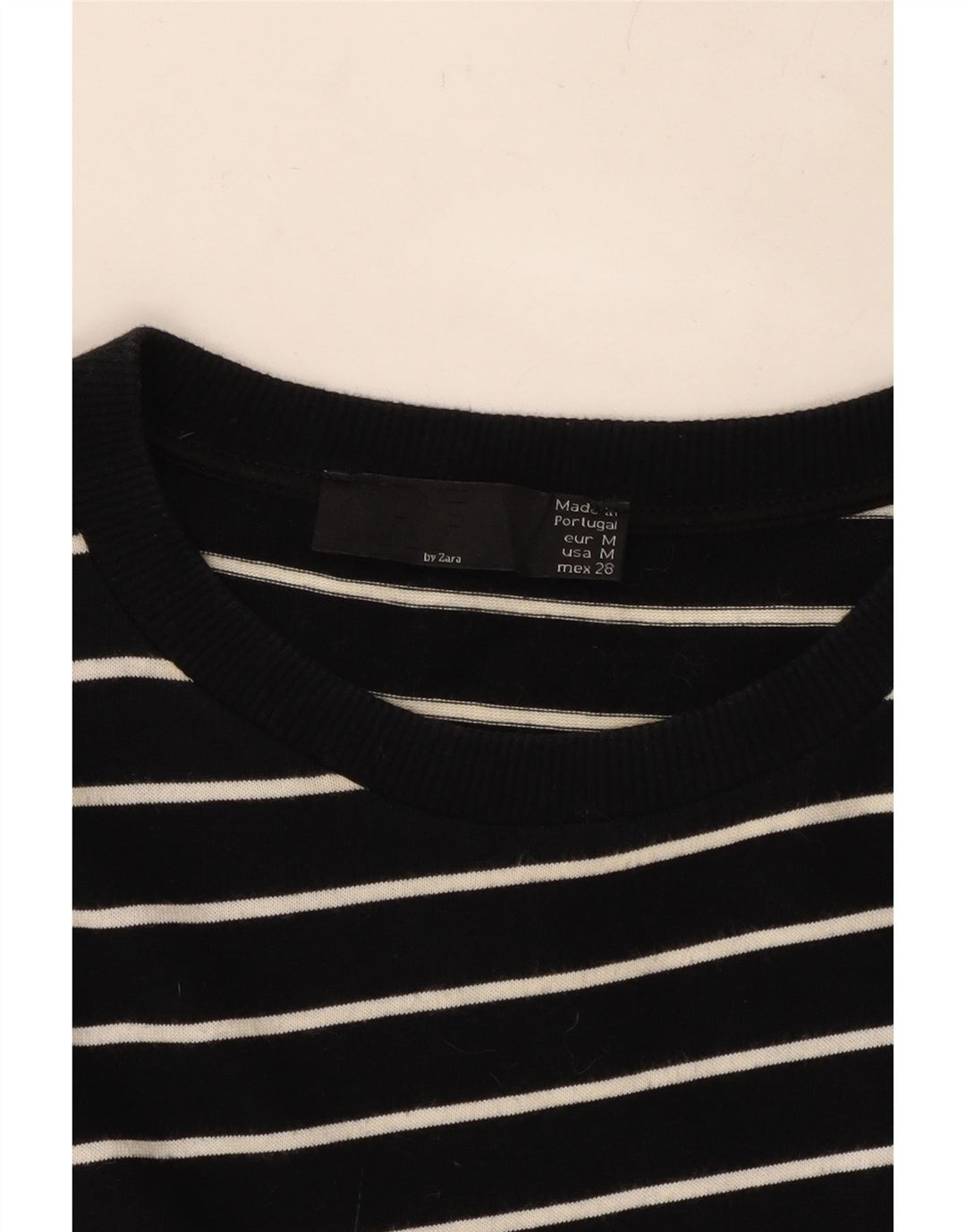 ZARA Γυναικείο φόρεμα 3/4 με μανίκια UK 14 μεσαίο μαύρο ριγέ