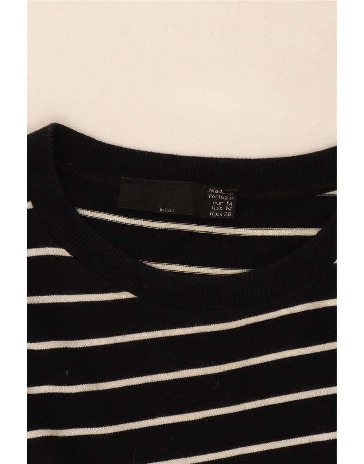 ZARA Γυναικείο φόρεμα 3/4 με μανίκια UK 14 μεσαίο μαύρο ριγέ