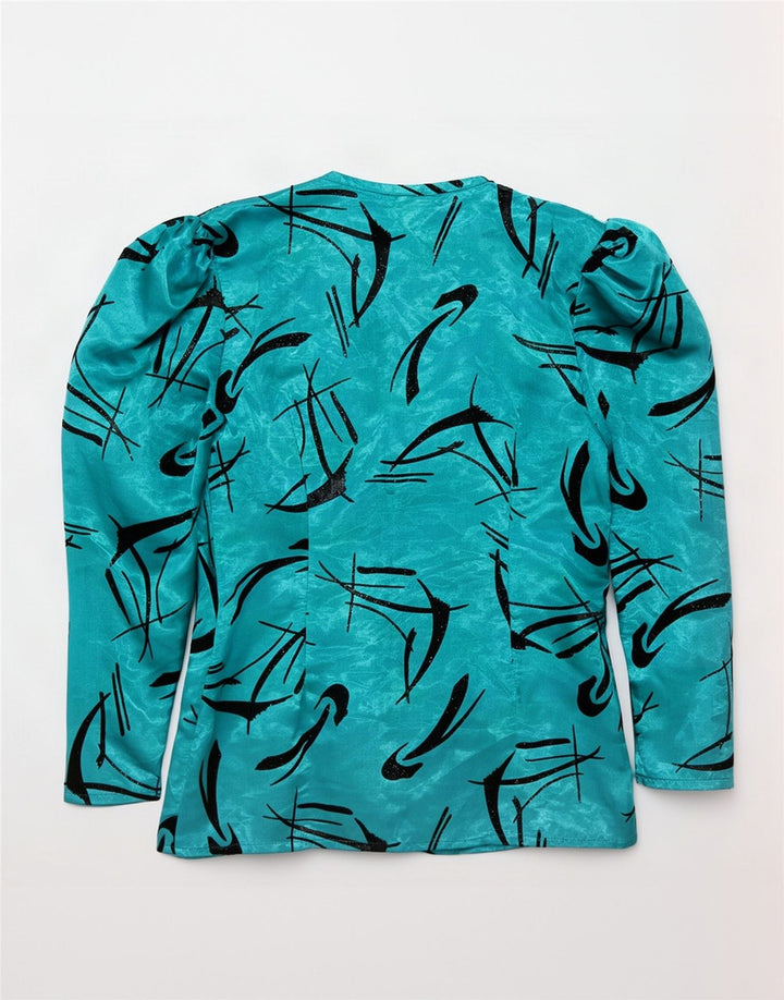 Yessica Γυναικείο πουκάμισο Abstract Pattern Μπλούζα UK 12 Μεσαίο πράσινο πολυεστέρας