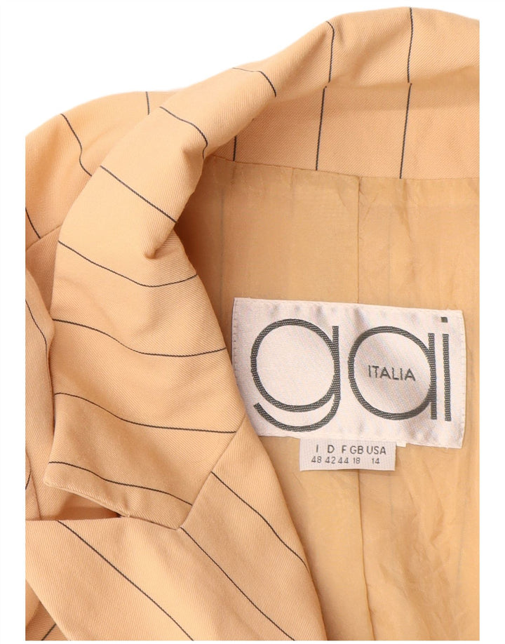 VINTAGE Γυναικείο σακάκι με διπλό στήθος UK 18 XL Beige Pinstripe