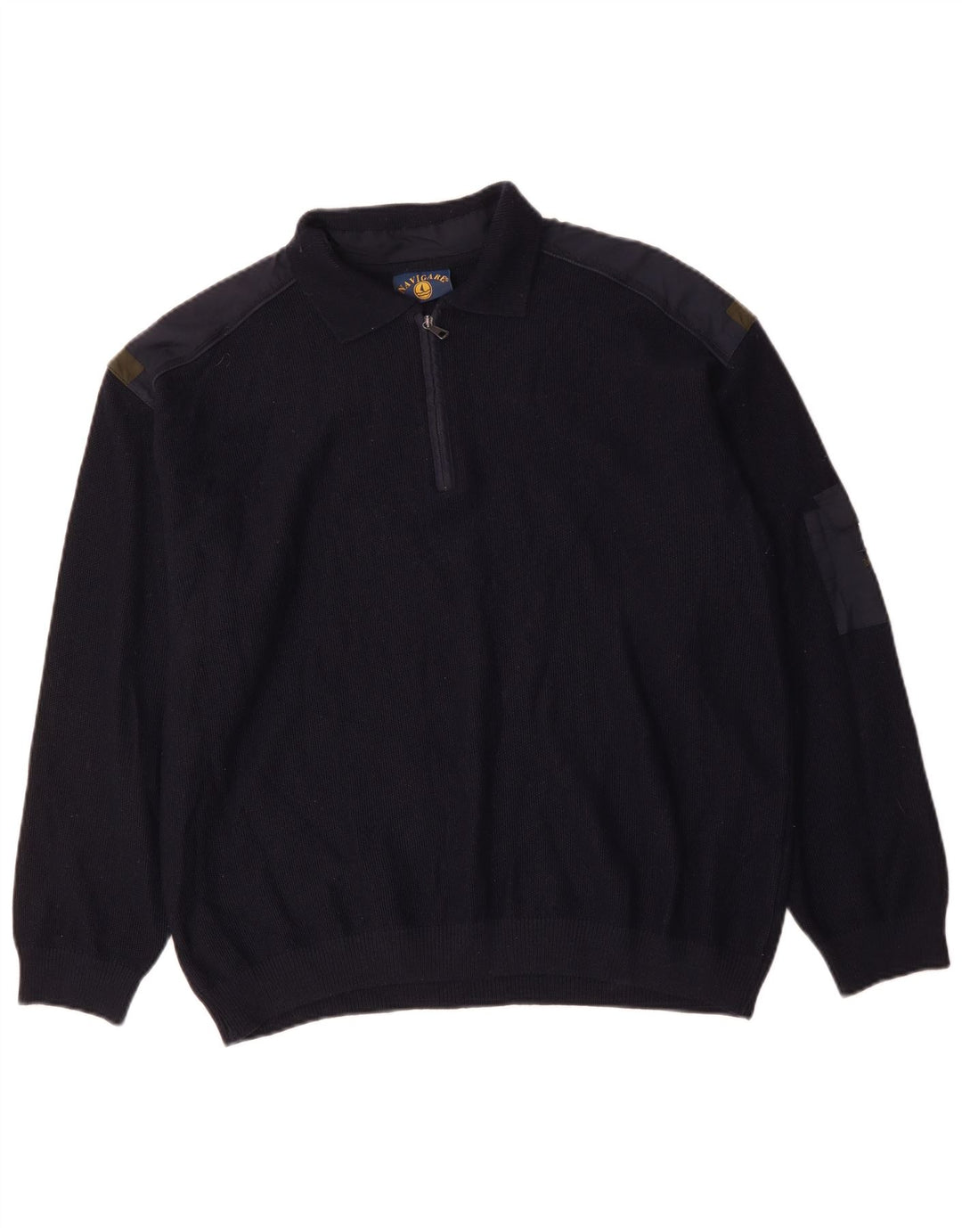 NAVIGARE Ανδρικό πουλόβερ με φερμουάρ Polo Neck Jumper 2XL Navy Blue Μαλλί Merino