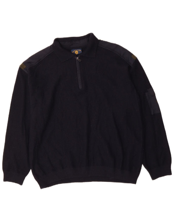 NAVIGARE Ανδρικό πουλόβερ με φερμουάρ Polo Neck Jumper 2XL Navy Blue Μαλλί Merino