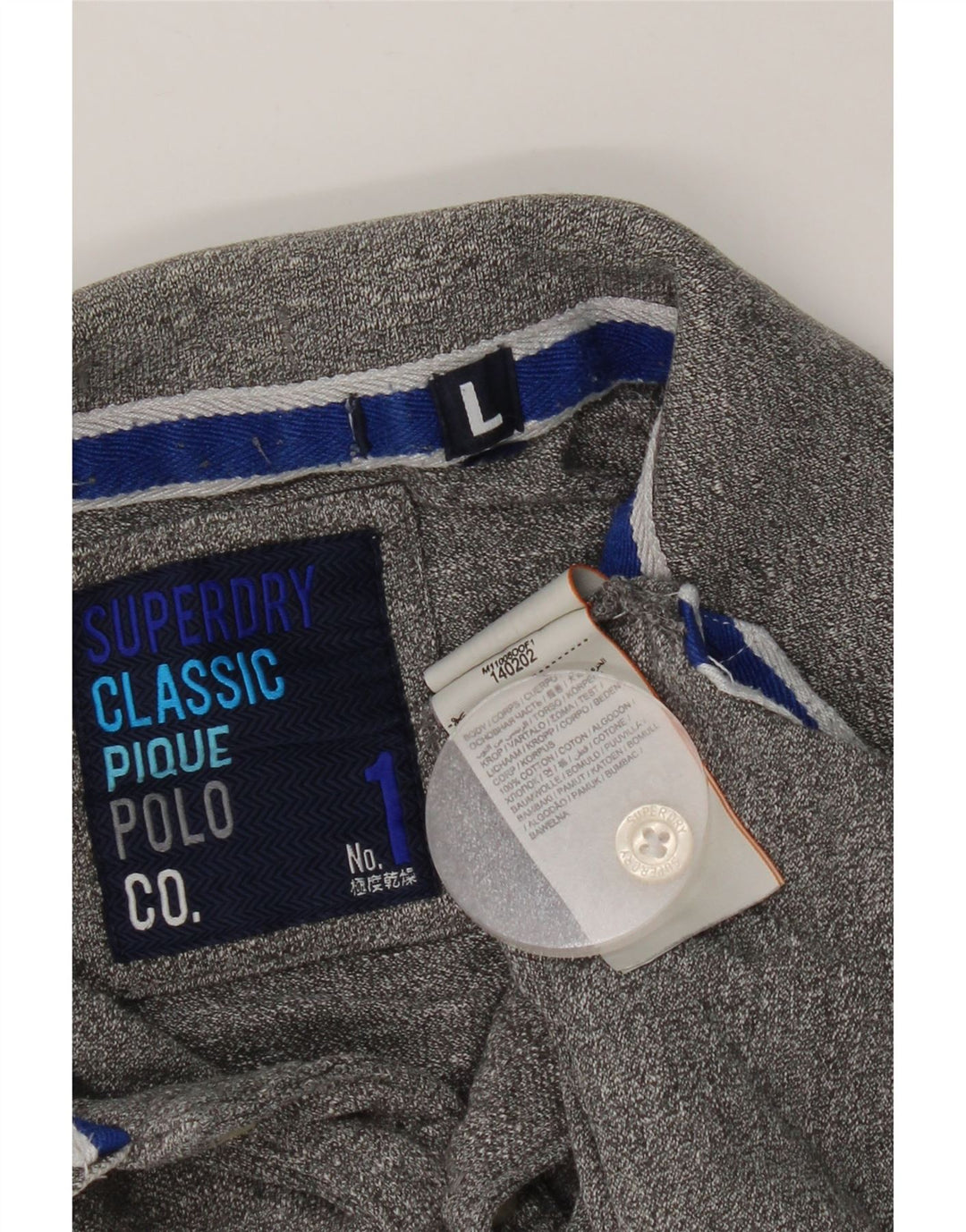 Ανδρικό πουκάμισο πόλο Superdry από βαμβακερό γκρι μεγάλο χρώμα