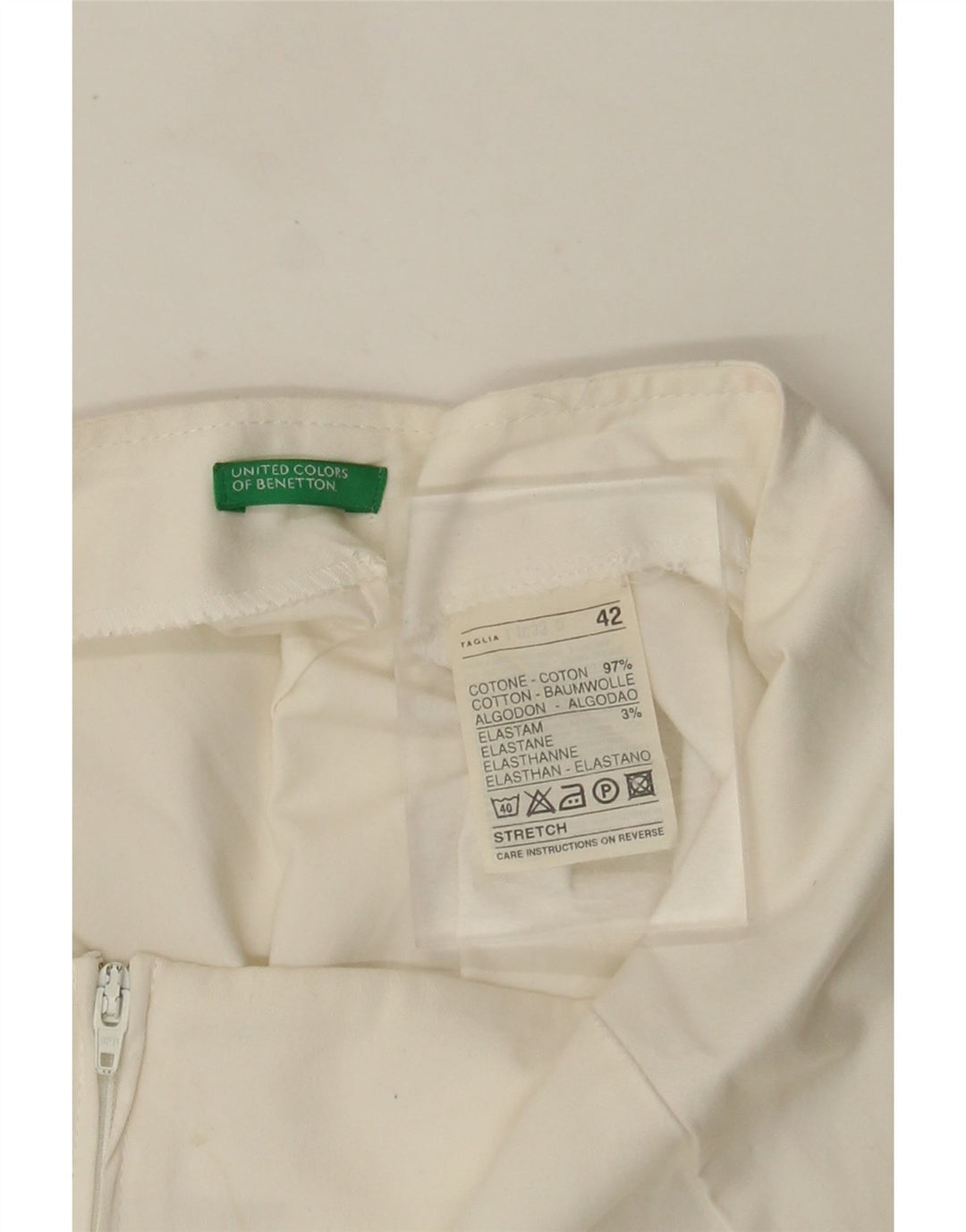Γυναικεία φούστα Benetton A-Line IT 42 Medium W28 Λευκή Βαμβακερή