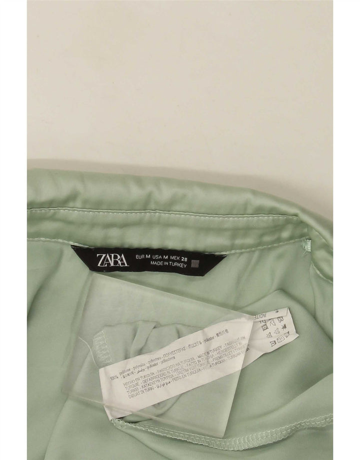 Zara Γυναικείο πουκάμισο Oversized Μπλούζα UK 14 Medium Green Polyester