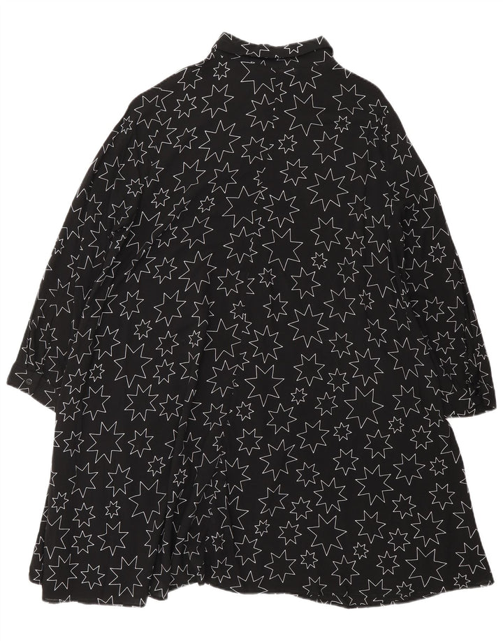 ZARA Womens Oversized Abstract Pattern Shirt Dress UK 6 XS Black