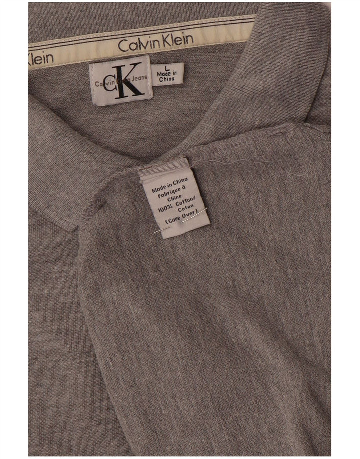Ανδρικό πουκάμισο πόλο Calvin Klein, μεγάλο γκρι βαμβακερό