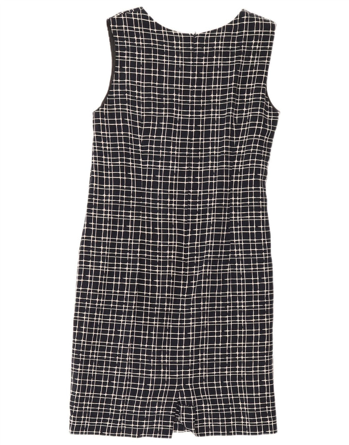Γυναικείο αμάνικο φόρεμα Libra UK 14 Medium Navy Blue Check Cotton