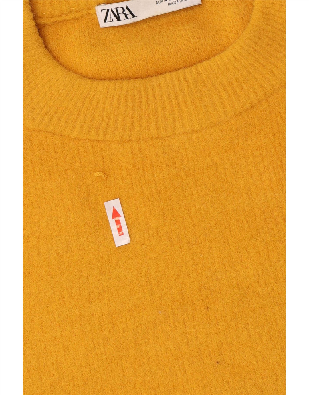Zara Γυναικείο πουλόβερ με λαιμόκοψη UK 14 Medium Yellow Nylon