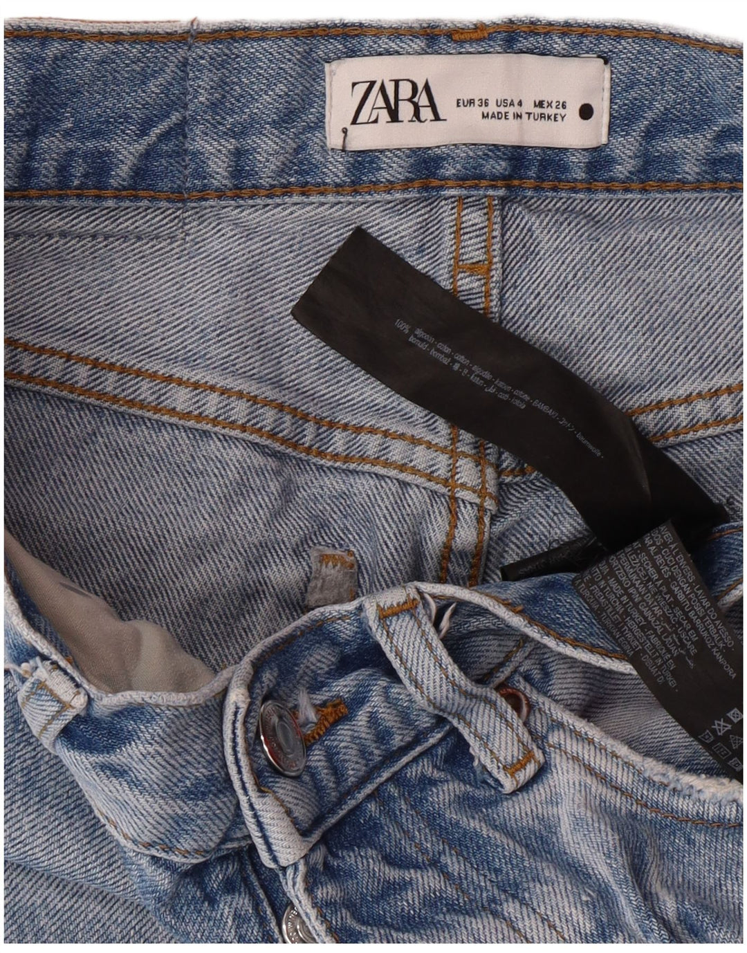 Zara γυναικεία στενόχωρα τζιν EU 36 XS W26 L27 Blue Cotton Grunge