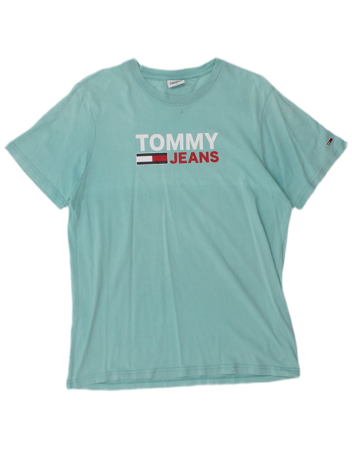 Tommy Hilfiger Ανδρικό γραφικό T-Shirt Top Μικρό Μπλε Βαμβακερό