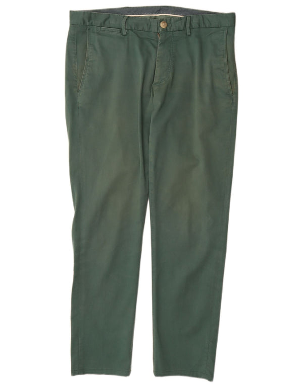 Massimo Dutti Ανδρικό παντελόνι Chino με λεπτή εφαρμογή EU 42 Large W32 L30 Πράσινο βαμβακερό